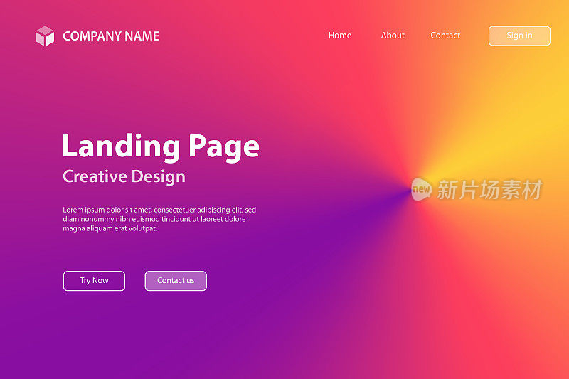 着陆页面模板-橙色的抽象背景径向梯度