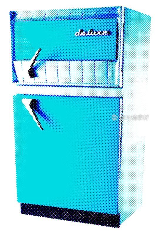 复古蓝色的冰箱