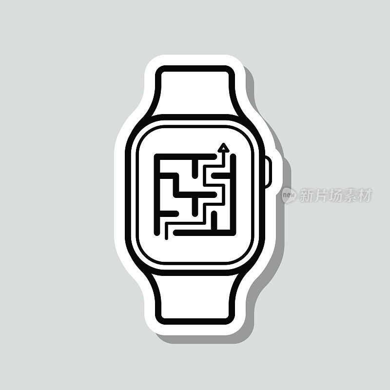 Smartwatch迷宫。图标贴纸在灰色背景