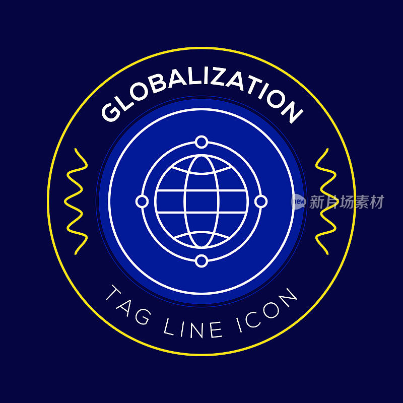 全球化圆形徽章，现代标志矢量图标设计线条风格