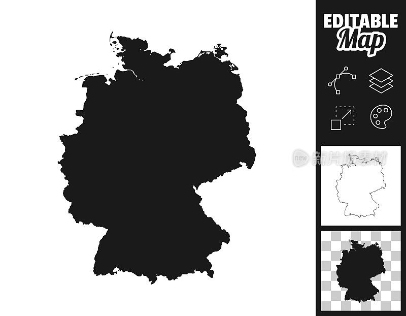 德国地图设计。轻松地编辑