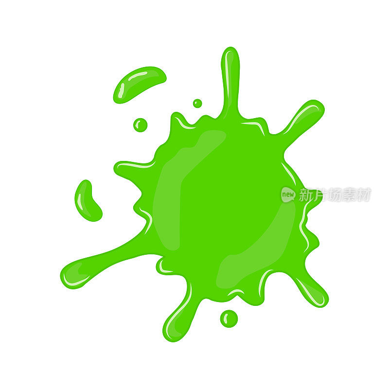 绿色黏液点平面插图孤立在白色背景上