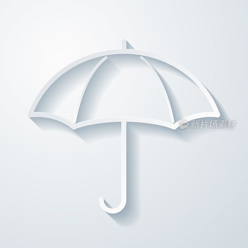 伞。空白背景上剪纸效果的图标