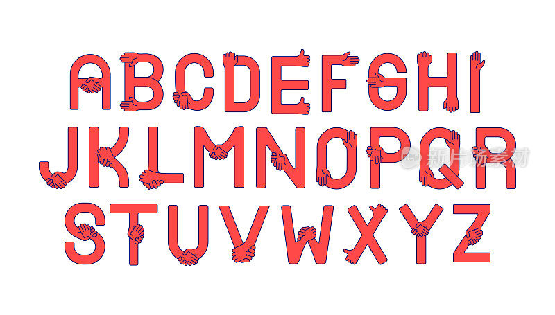 字母和字体设计，线符号图标集