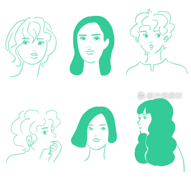 矢量插图的各种妇女的发型
