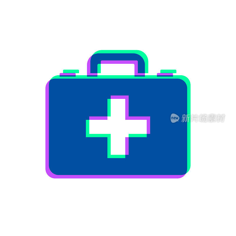 急救箱-急救箱图标与两种颜色叠加在白色背景上
