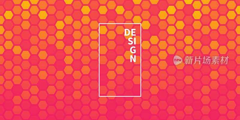 抽象几何背景-六角形马赛克与橙色梯度