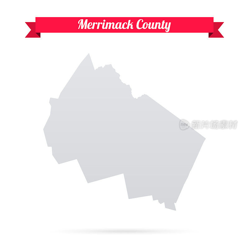 梅里马克县，新罕布什尔州。白底红旗地图