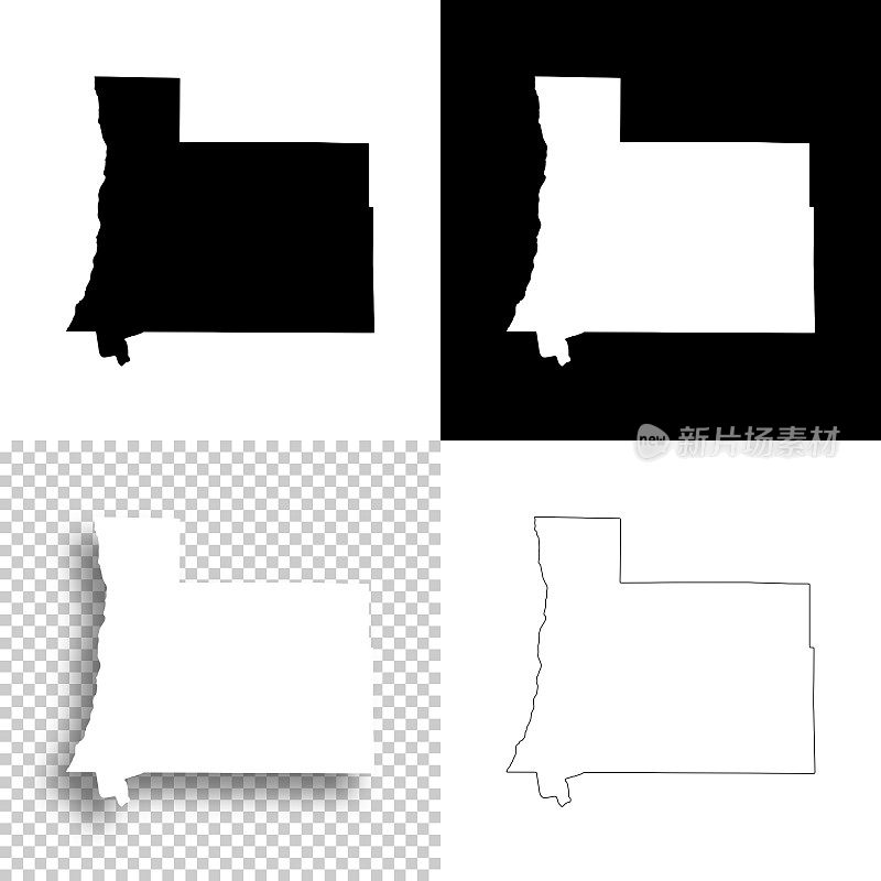 密歇根安特里姆县。设计地图。空白，白色和黑色背景