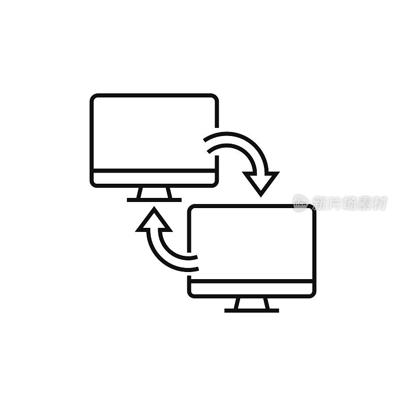 计算机网络线图标矢量插图。图标设计的标志，移动应用程序，网站，用户界面，用户体验，标志，符号。