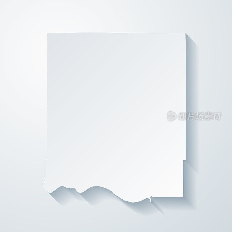 杰斐逊县，堪萨斯州。地图与剪纸效果的空白背景