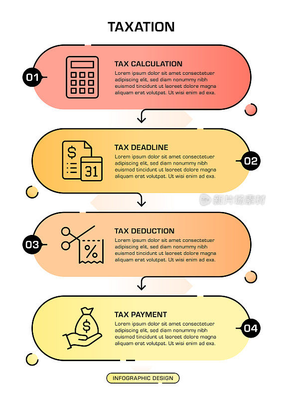 税务信息图表设计与可编辑的图标