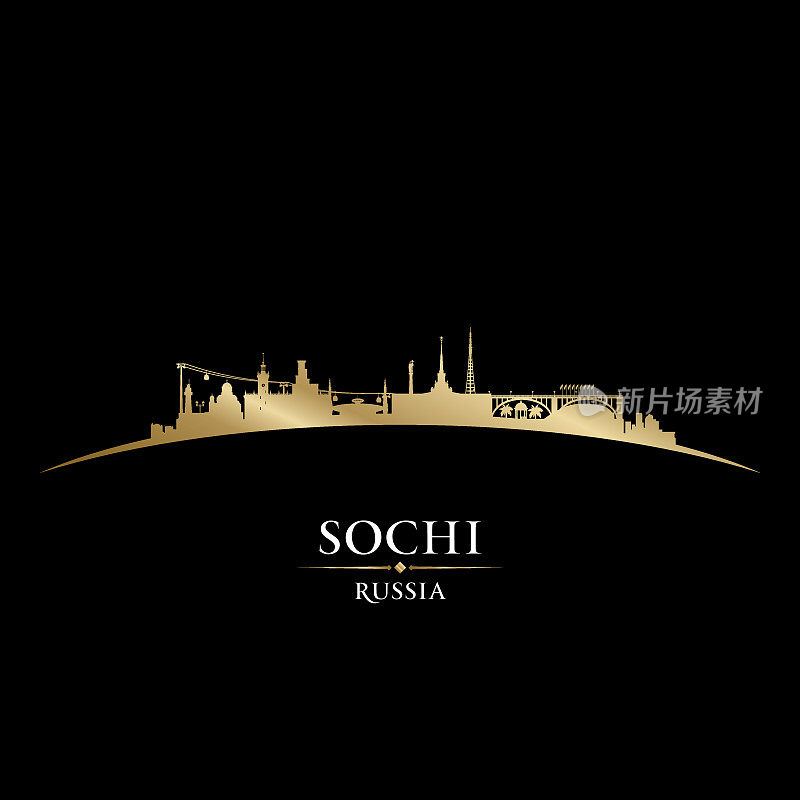 俄罗斯索契城市天际线剪影