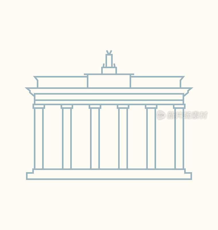 勃兰登堡门，柏林彩色线插图