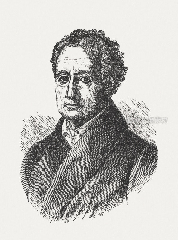 约翰・沃尔夫冈・冯・歌德（1749-1832），木雕，出版于1870年