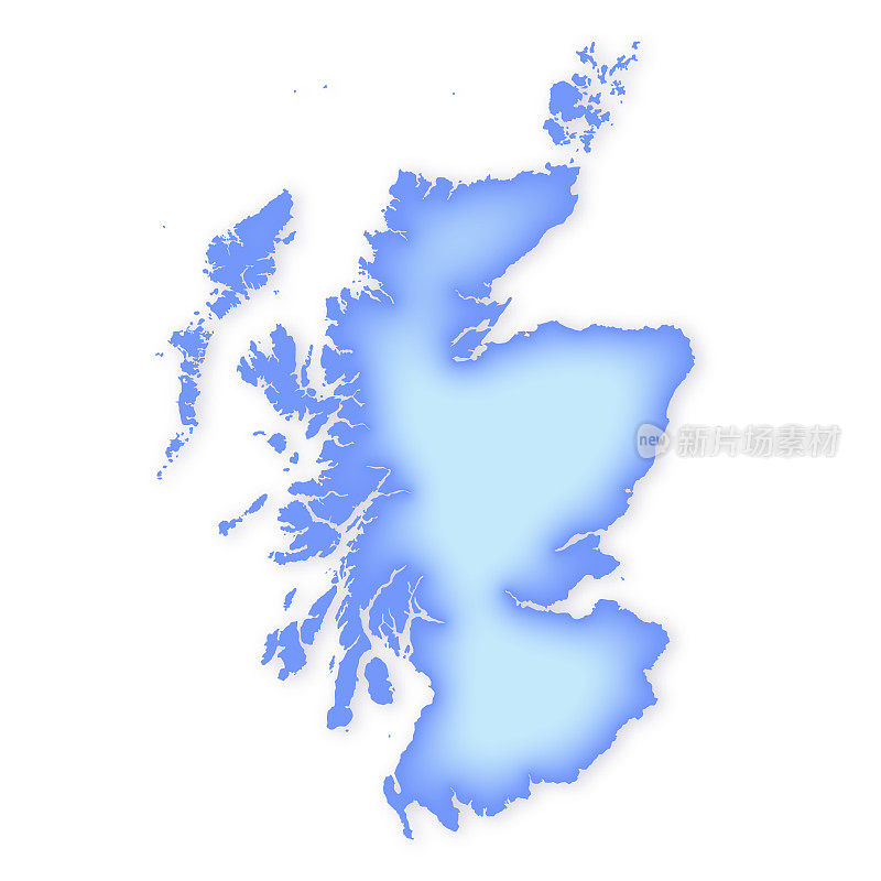 英国地图包括北岛软蓝色矢量地图插图