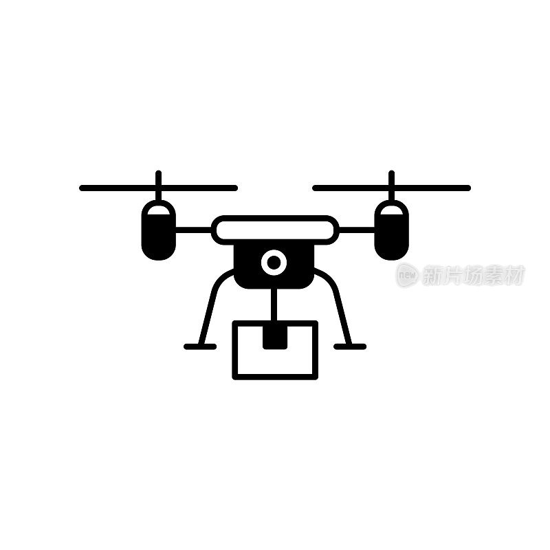 无人机相机的字形矢量图标，可以很容易地编辑或修改