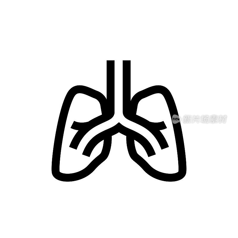 肺线图标，设计，像素完美，可编辑笔触。标志、标志、符号。人体器官。