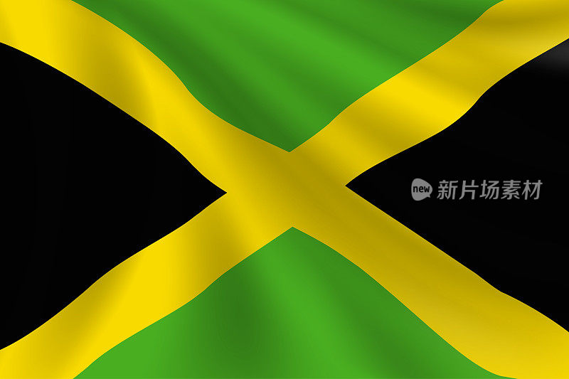 牙买加国旗。牙买加国旗。矢量标志背景。股票插图