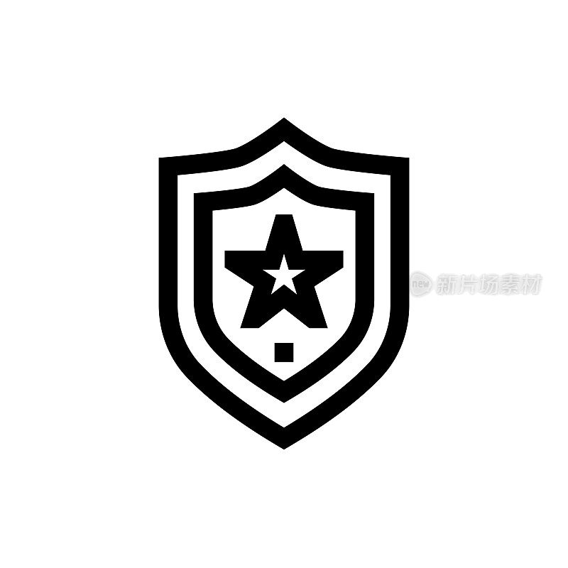 警徽线图标，设计，像素完美，可编辑笔触。标志、标志、符号。警察,怀疑。
