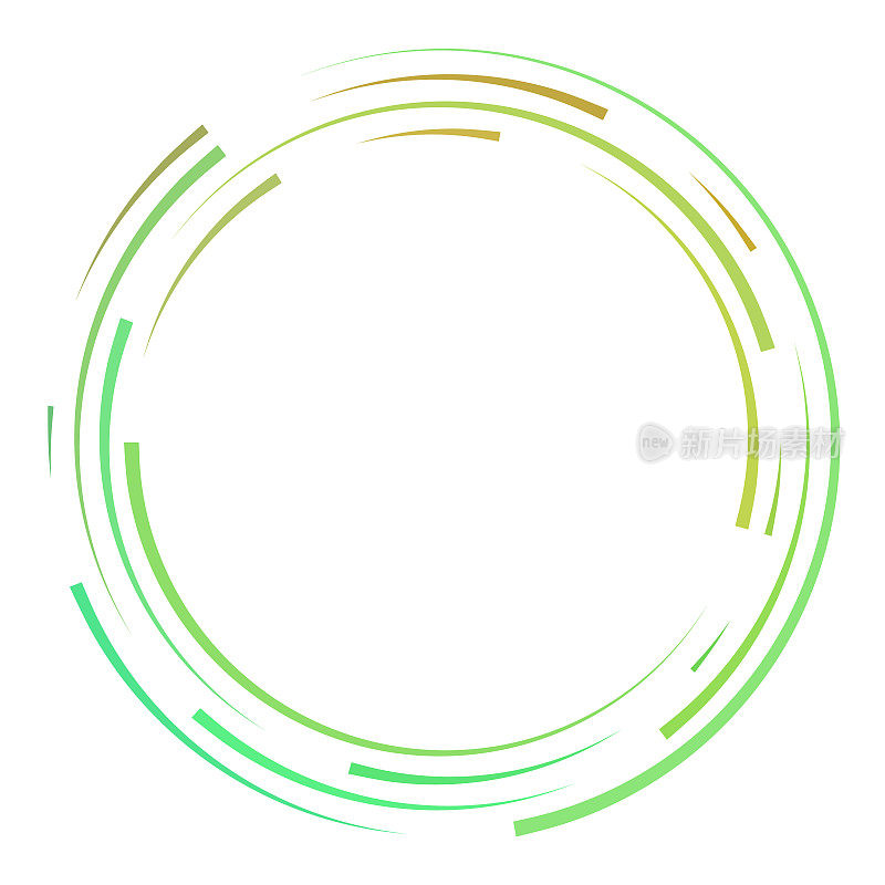 绿线在四个同心漩涡图案圈与复制空间