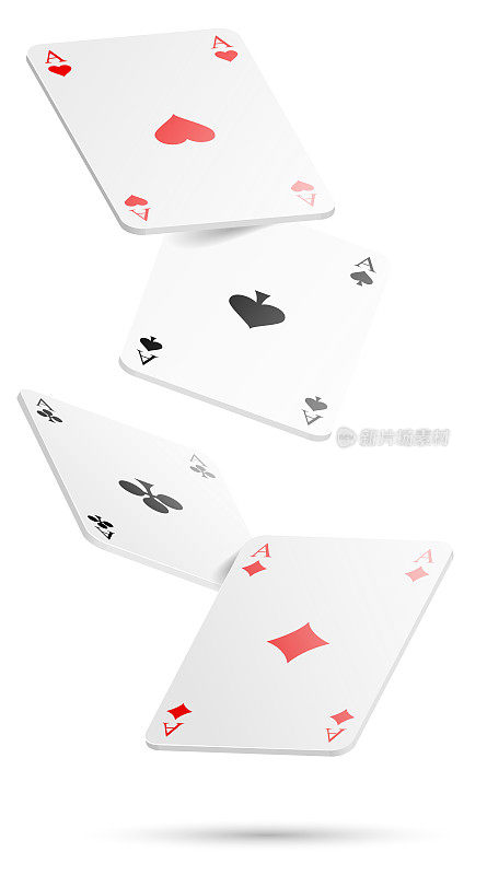 扑克牌中四个ace矢量孤立