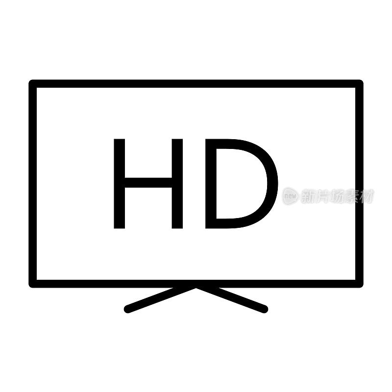 高清电视线路图标。电视、视频的象征。矢量图