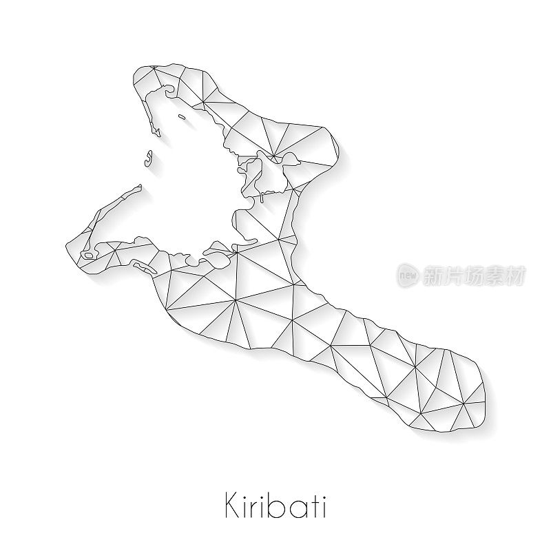 基里巴斯地图连接-白色背景上的网络网格
