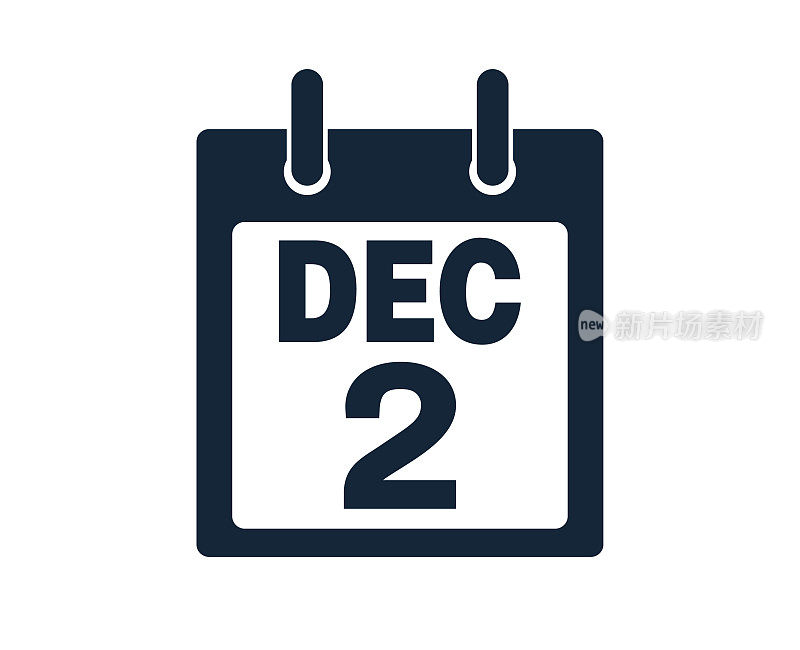 12月2日日历图标股票矢量插图