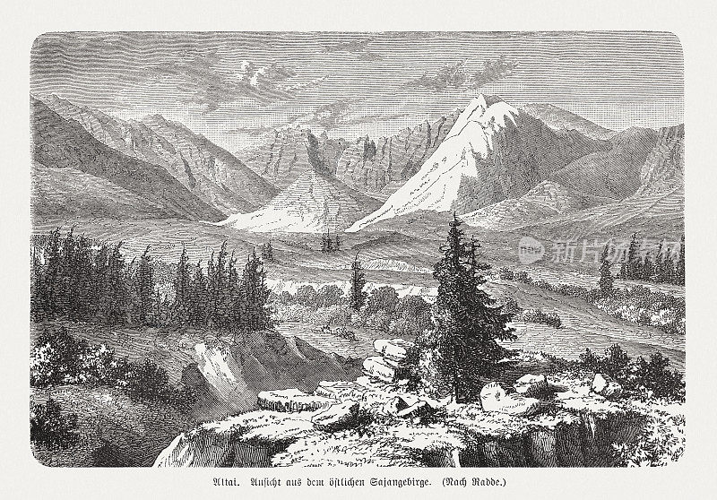 阿尔泰，东萨彦山，木刻，1893年出版