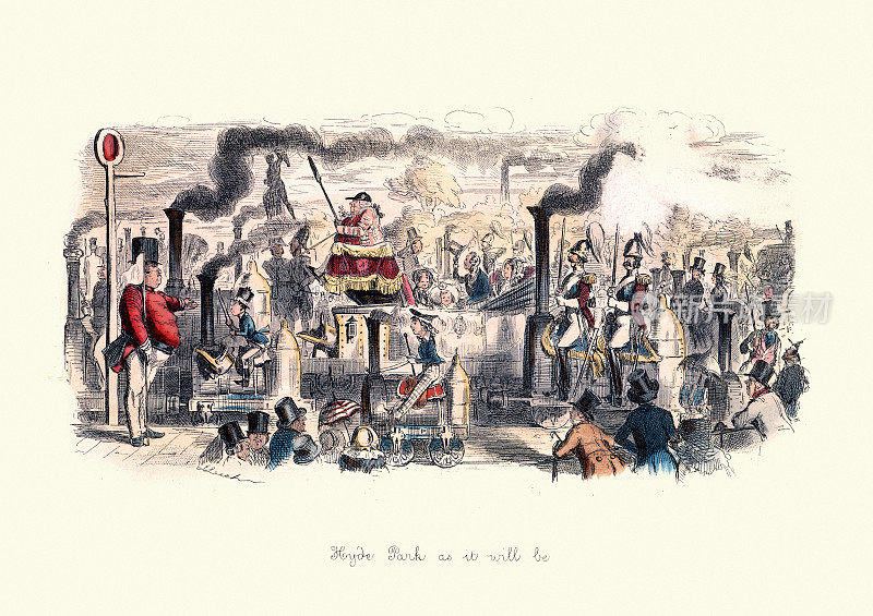 未来主义，海德公园的个人蒸汽机，维多利亚卡通