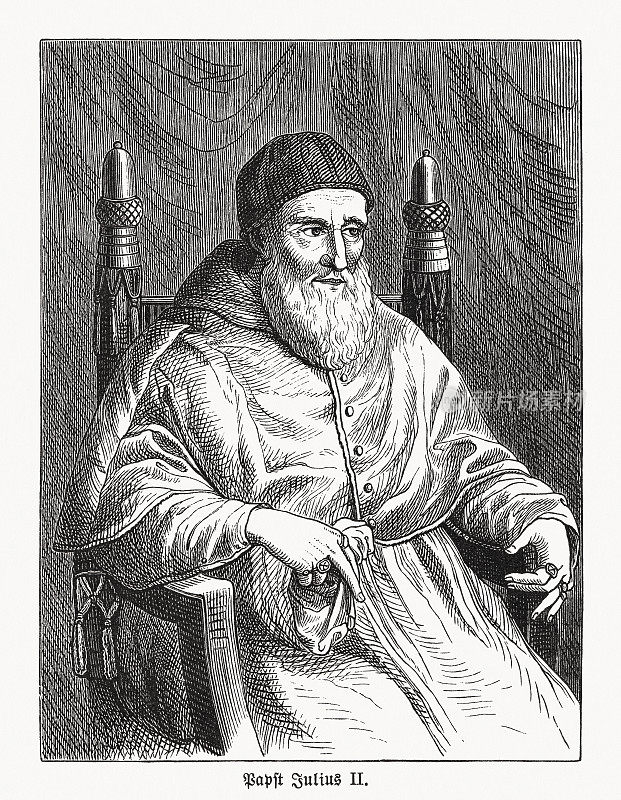 教皇尤利乌斯二世(1443-1513)，木版，1893年出版