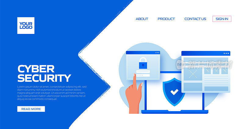 网络安全概念矢量插图登陆页模板，网站横幅，广告和营销材料，在线广告，业务演示等。