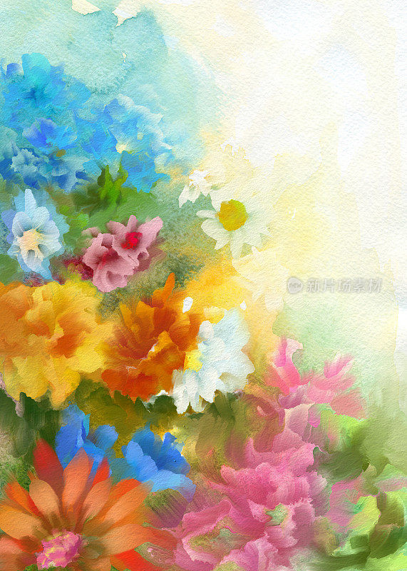 春天的水彩花背景