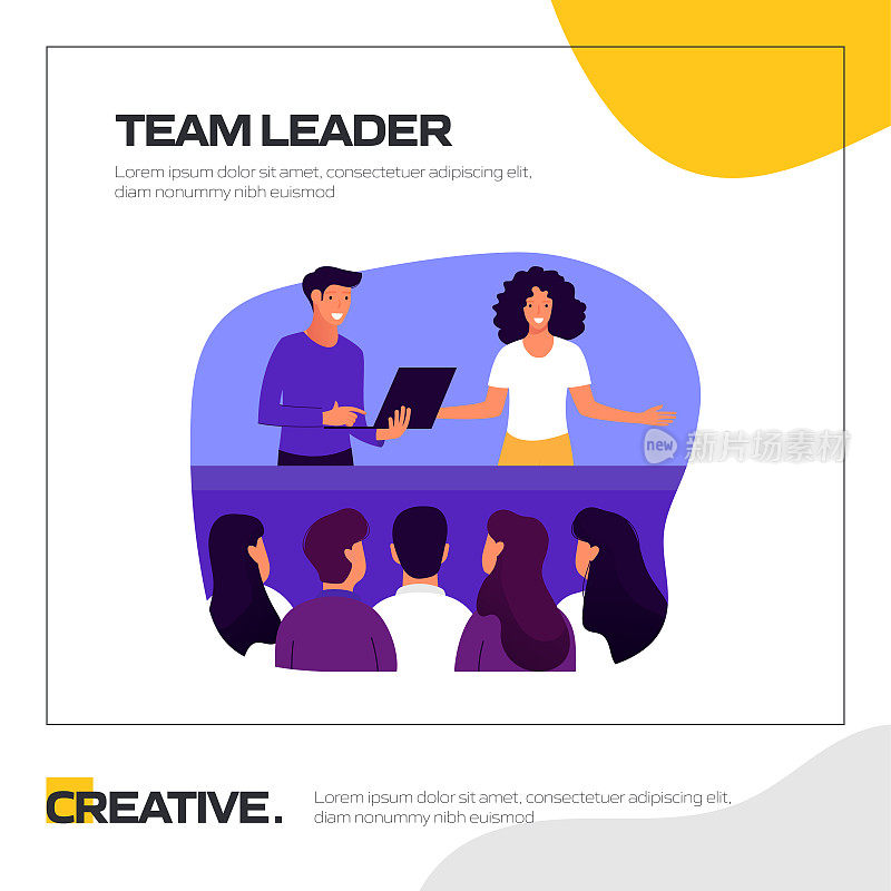 团队领导的概念矢量插图网站横幅，广告和营销材料，在线广告，社会媒体营销等。