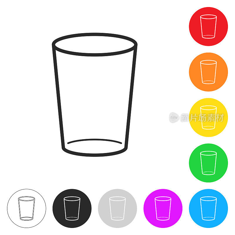 空玻璃。按钮上不同颜色的平面图标