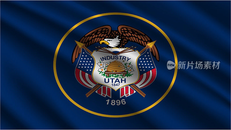 犹他州-国旗的犹他州州-犹他州州旗高度细节-国旗犹他州州波浪图案循环元素-织物纹理和无尽的循环-犹他州州循环旗帜-美国州旗-飘扬的旗帜
