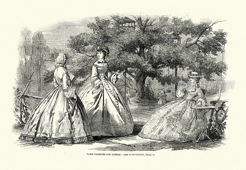 巴黎八月女装，十九世纪六十年代女装，日装
