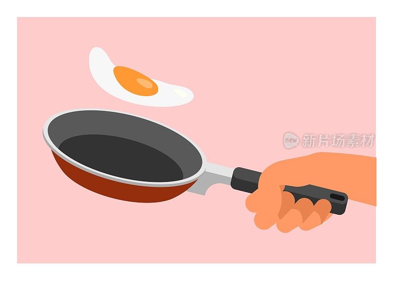 煎蛋。简单的平面插图。