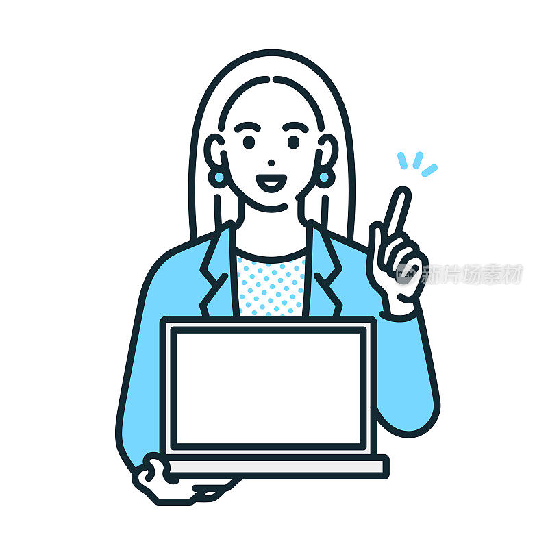 一个女人拿着电脑正在求婚。商业女性插画素材。