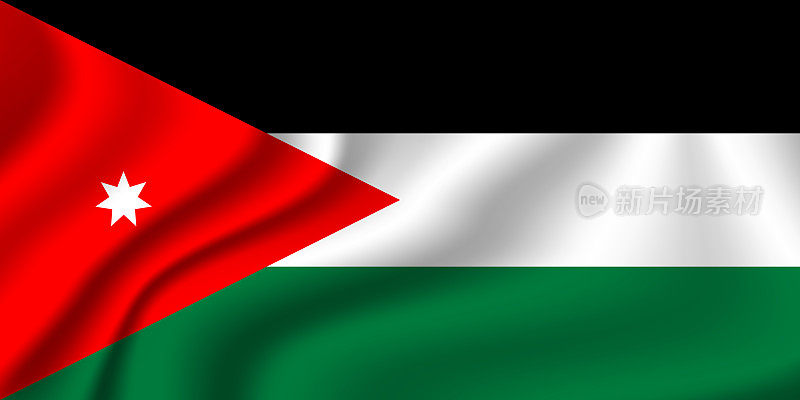 约旦的旗帜。官方颜色的国家标志。模板图标。摘要向量背景