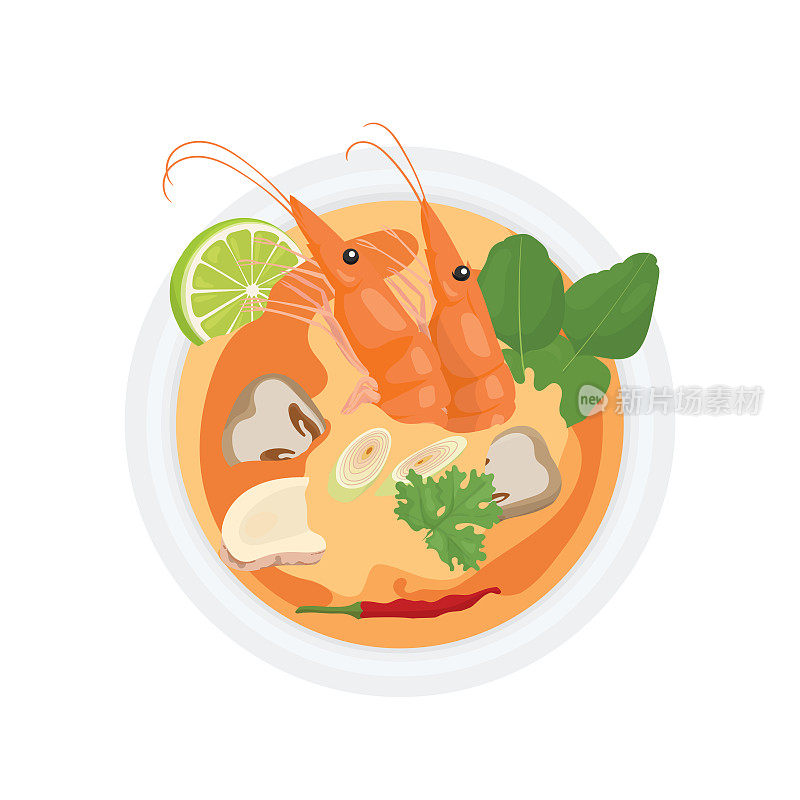 冬阴功食材。如何做泰式虾汤。