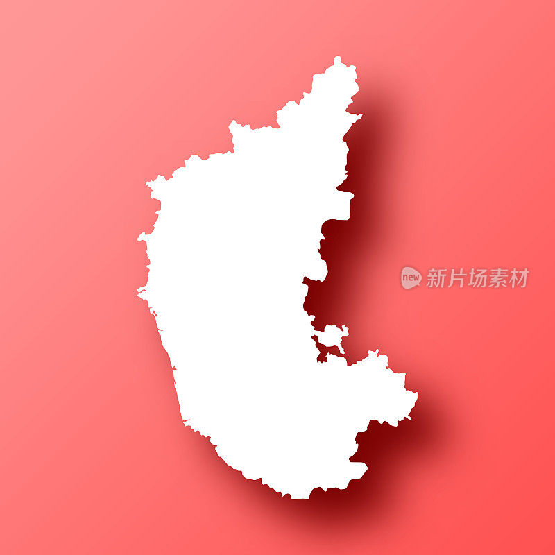 卡纳塔克邦地图以红色背景和阴影