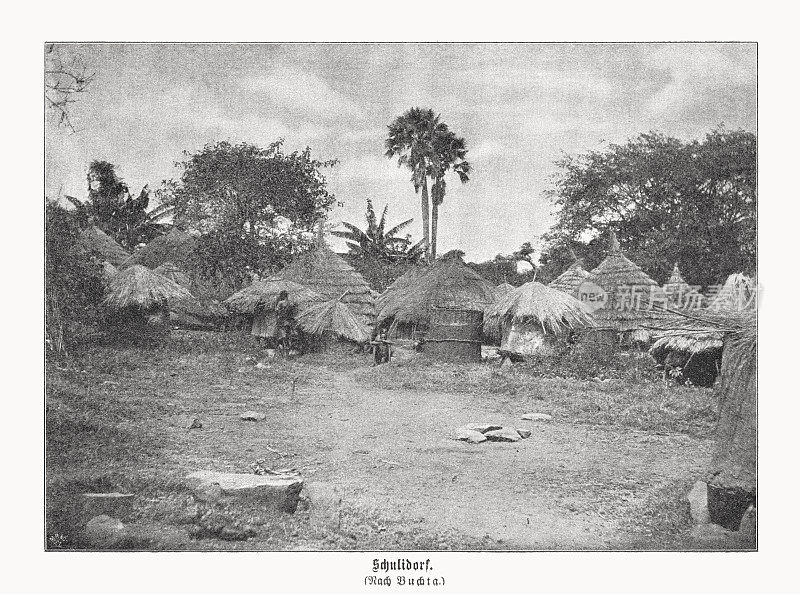 阿科利村(乌干达，苏丹)，半色调印刷，出版于1899年