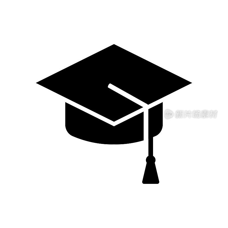 毕业帽图标矢量设计模板在白色背景