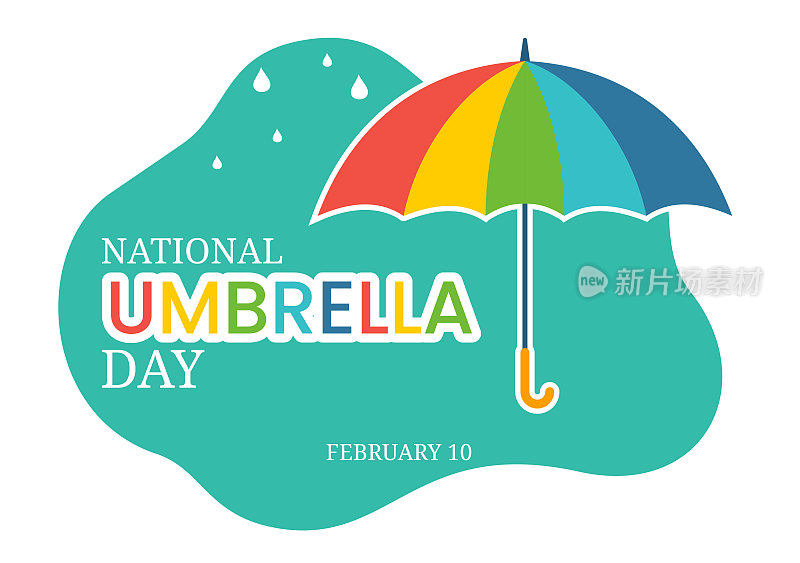 2月10日全国雨伞日庆祝活动，以平面卡通手绘模板插画保护我们免受风雨日晒