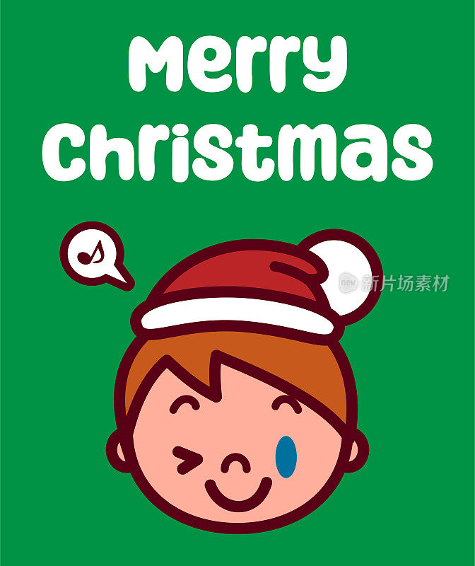 一个戴着圣诞帽的可爱男孩祝你圣诞快乐