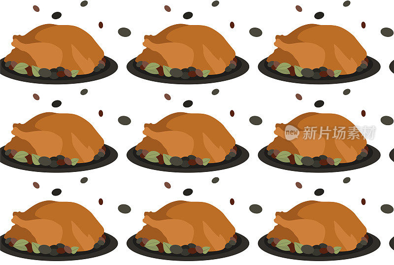 北京烤鸭。中国菜。无缝模式的矢量。亚洲美食