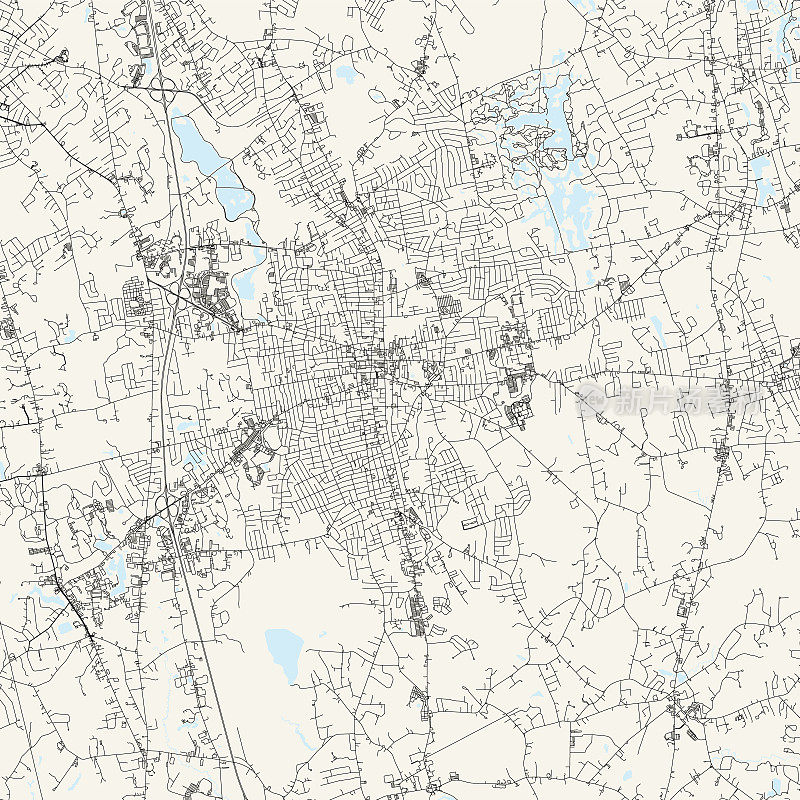 布罗克顿，马萨诸塞州，美国矢量地图