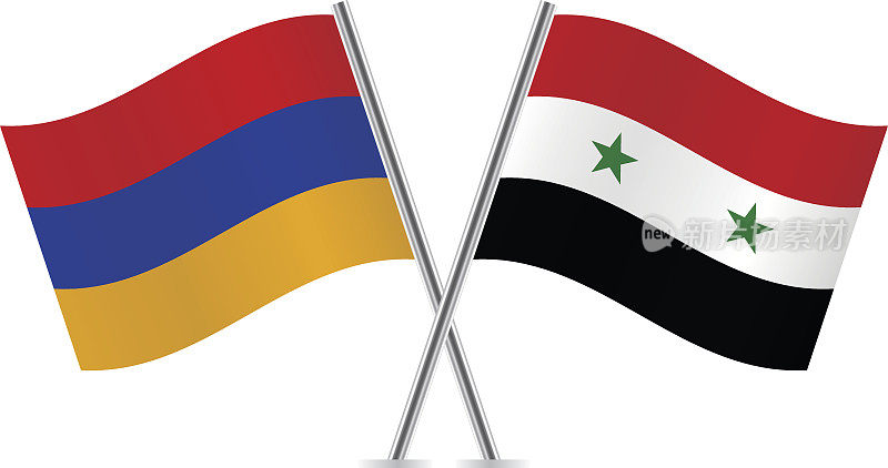 叙利亚和亚美尼亚国旗。向量。
